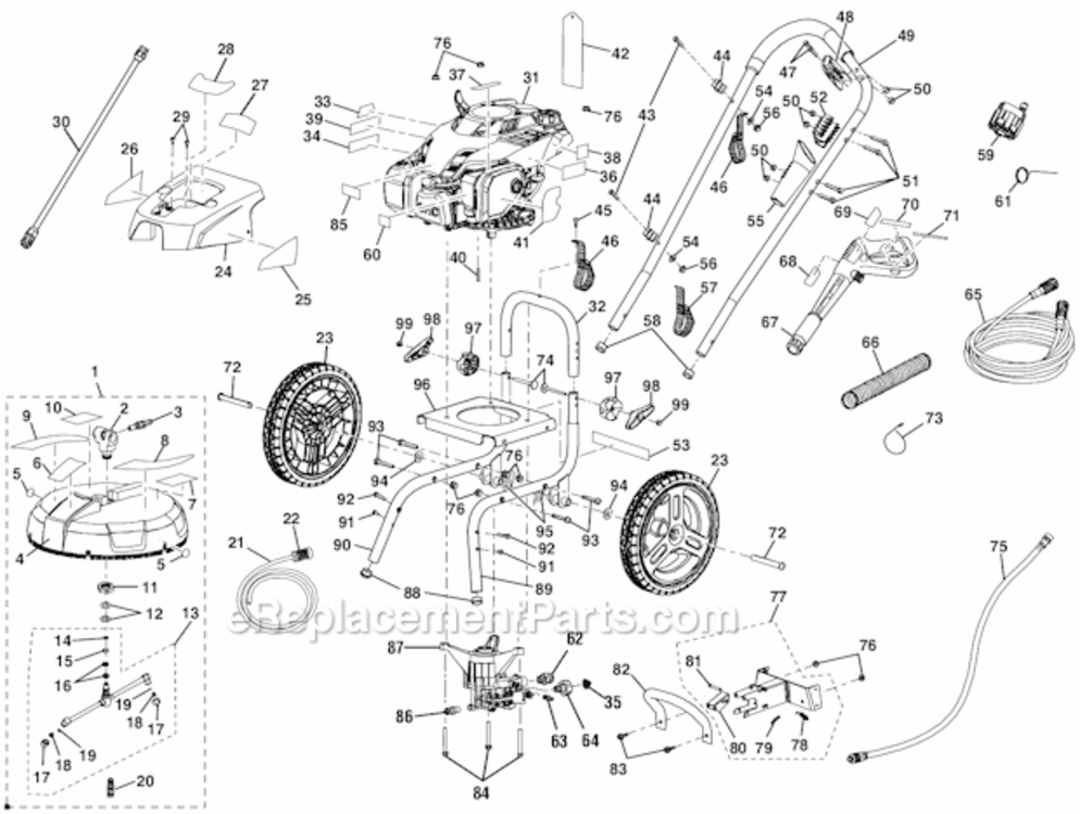 Page A Diagram and Parts List for UT80933  Homelite Pressure Washer