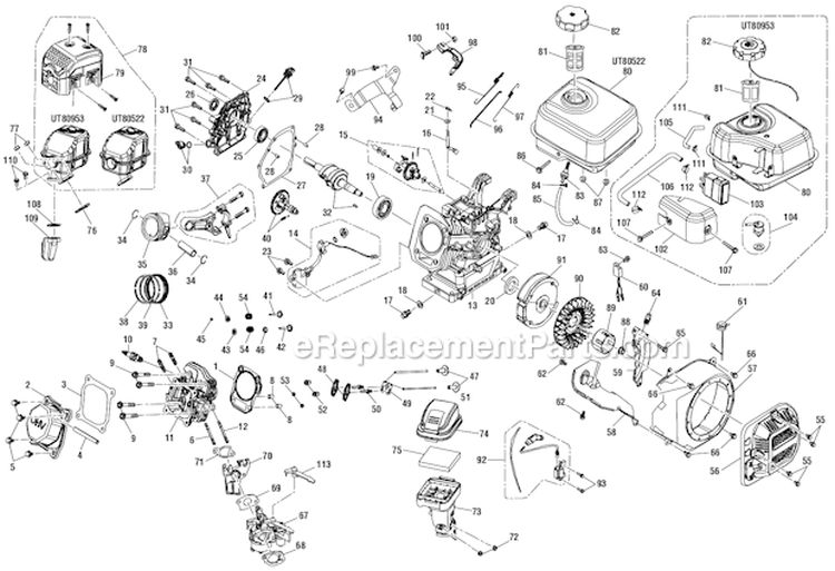 Page B Diagram and Parts List for UT80953  Homelite Pressure Washer
