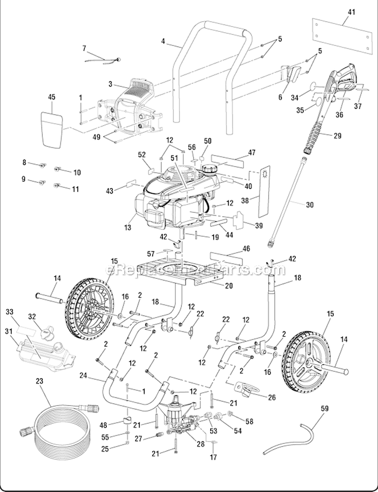 Page A Diagram and Parts List for UT80993A  Homelite Pressure Washer