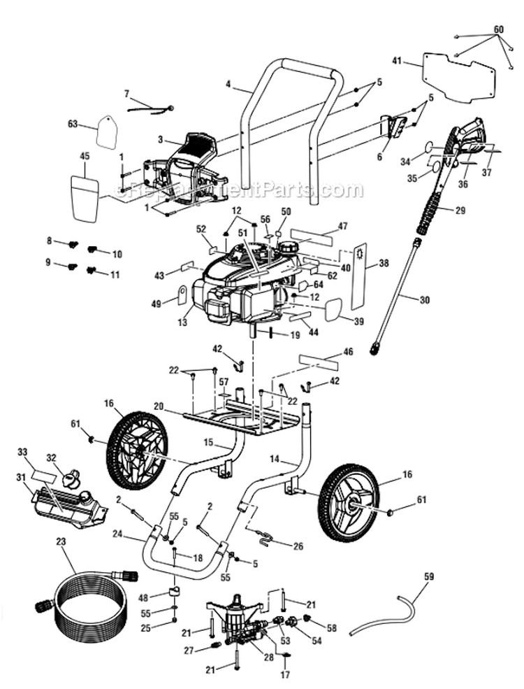 Page A Diagram and Parts List for UT80993D  Homelite Pressure Washer