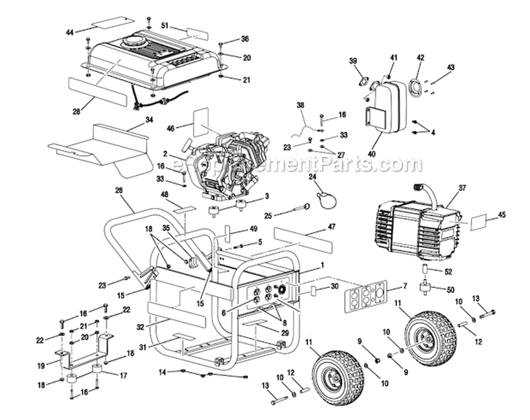 Page A Diagram and Parts List for UT903650  Homelite Generator