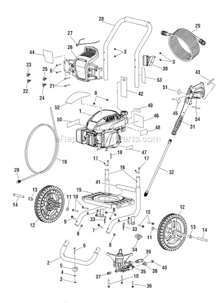 Page A Diagram and Parts List for WF80710  Homelite Pressure Washer