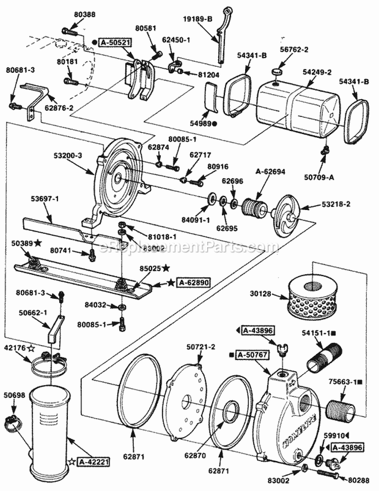 Pump Diagram and Parts List for XLS21B UT01294-A Homelite Water Pump
