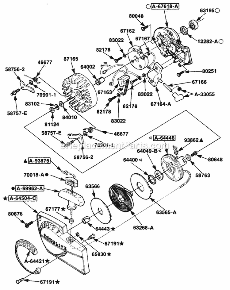 Starter__Ignition Diagram and Parts List for XLS21B UT01294-A Homelite Water Pump