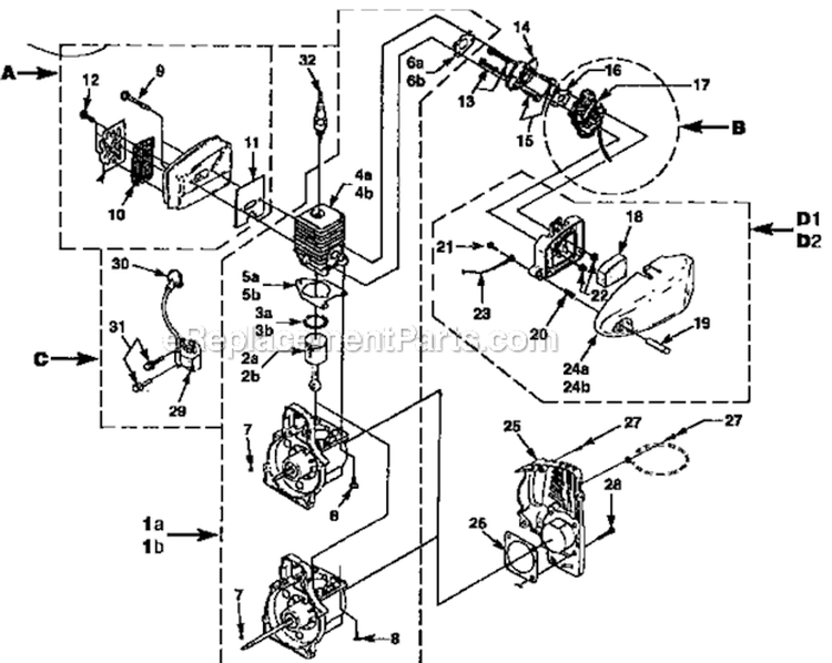 Carburetor Diagram and Parts List for Z825SD UT20619-A Homelite Trimmer