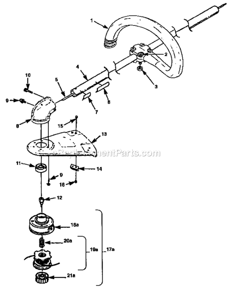 Drive Shaft  Cutter Assembly Diagram and Parts List for Z825SD UT20619-A Homelite Trimmer