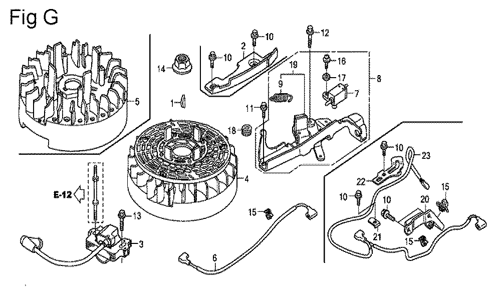 Fig-7 Diagram and Parts List for GSV190A Type S3TE Honda Engine
