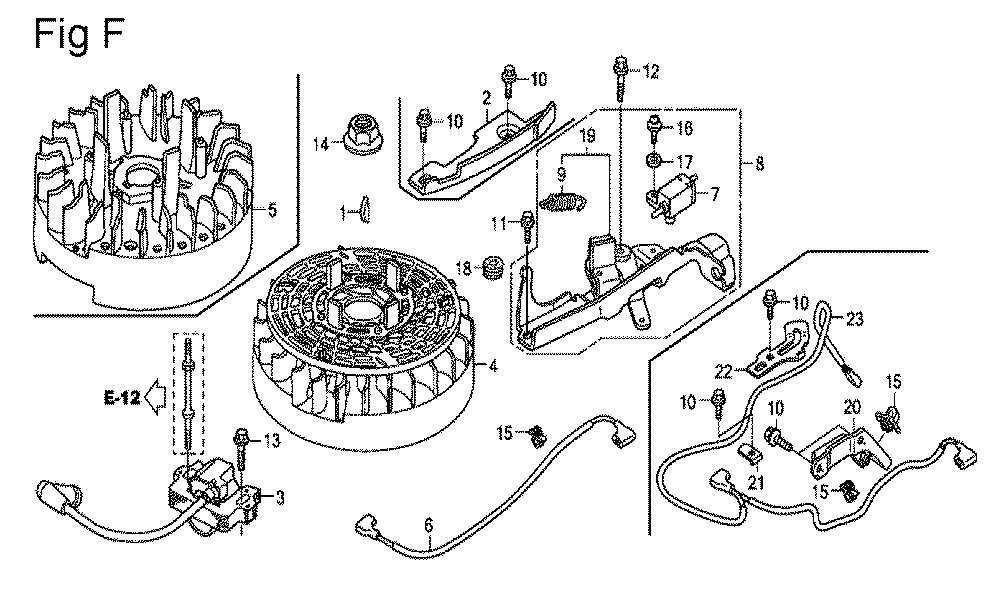 Fig-6 Diagram and Parts List for GSV190A Type A2G7 Honda Engine