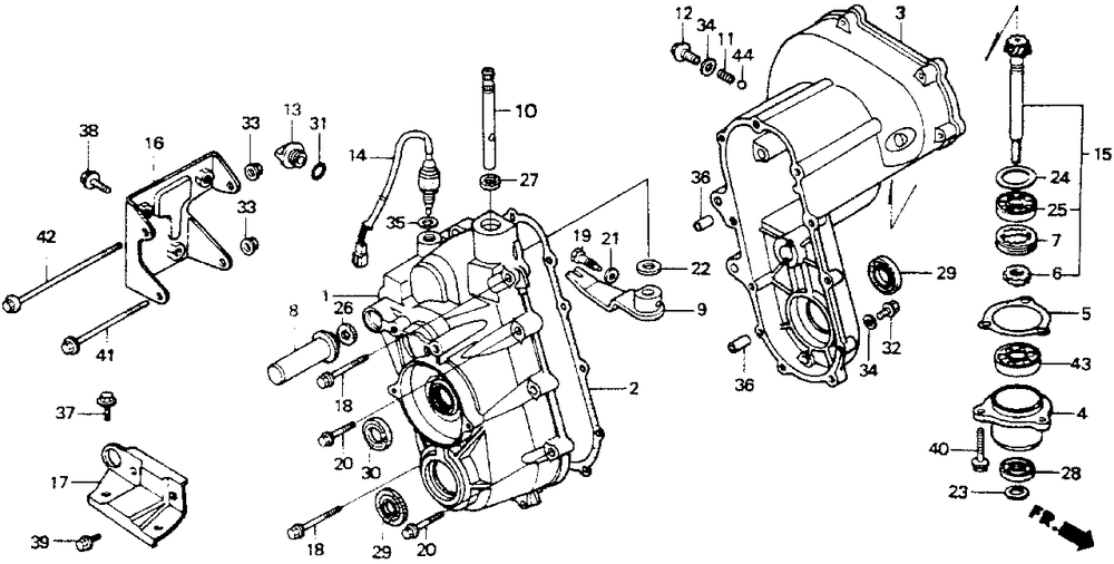 Transmission Case Diagram and Parts List for HT-R3811 (Type  SA)(MABT-5000001 - 9999999) Honda Lawn Mower