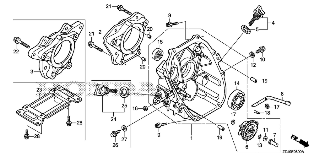 Crankcase Cover Diagram and Parts List for GXR120UT (Type QXBR)(GCCDT-2000001-9999999) Honda Engine