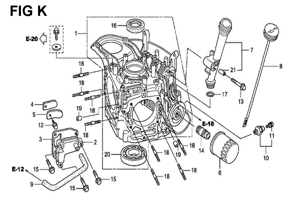Fig-7 Diagram and Parts List for GXV520U Type QEA3 Honda Engine