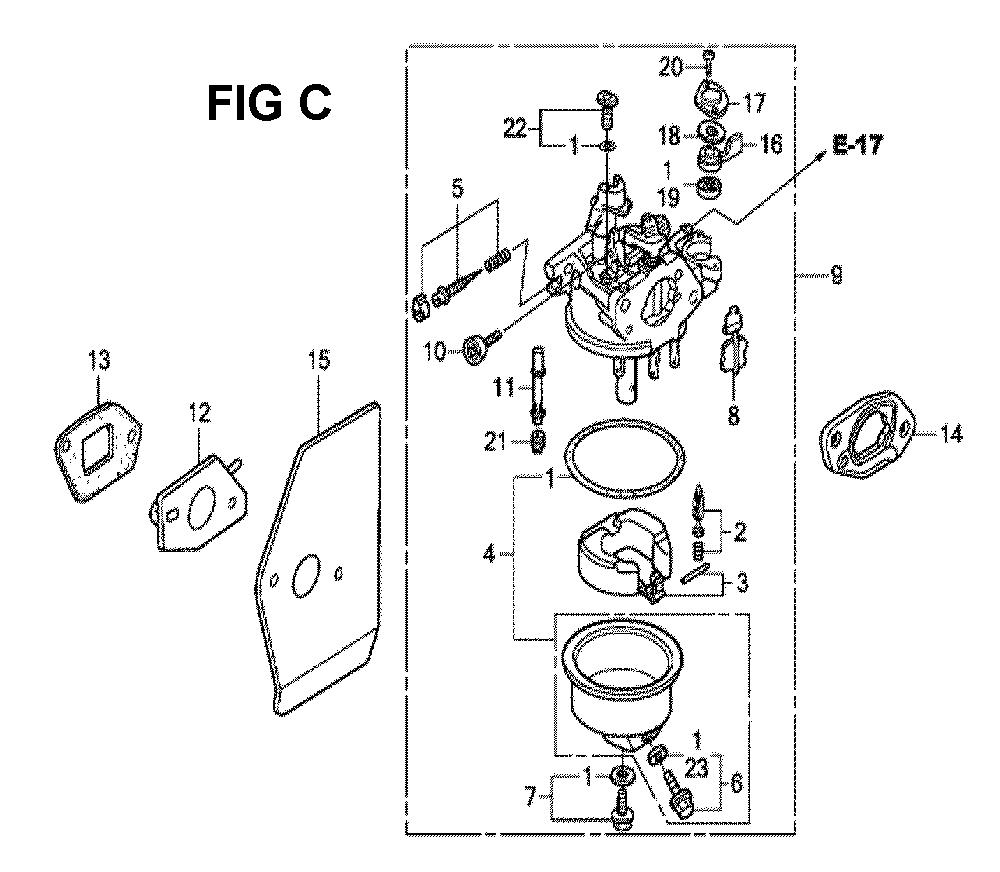 Fig-12 Diagram and Parts List for GXV160H2 Type N1F5 Honda Engine