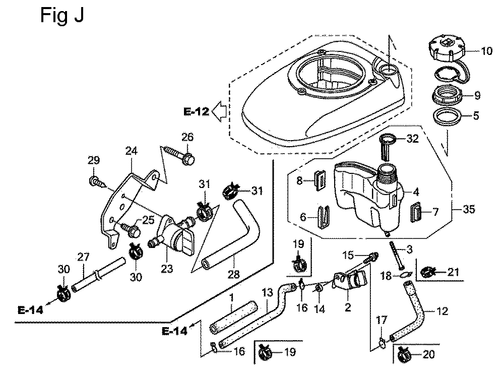 Fig-10 Diagram and Parts List for GSV190LA Type A3T Honda Engine