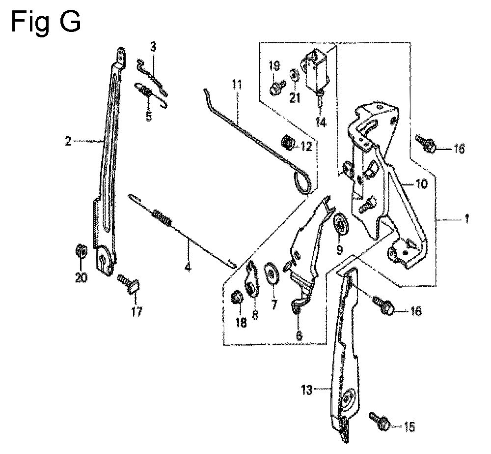 Fig-7 Diagram and Parts List for GC160 Type SHE5 Honda Engine
