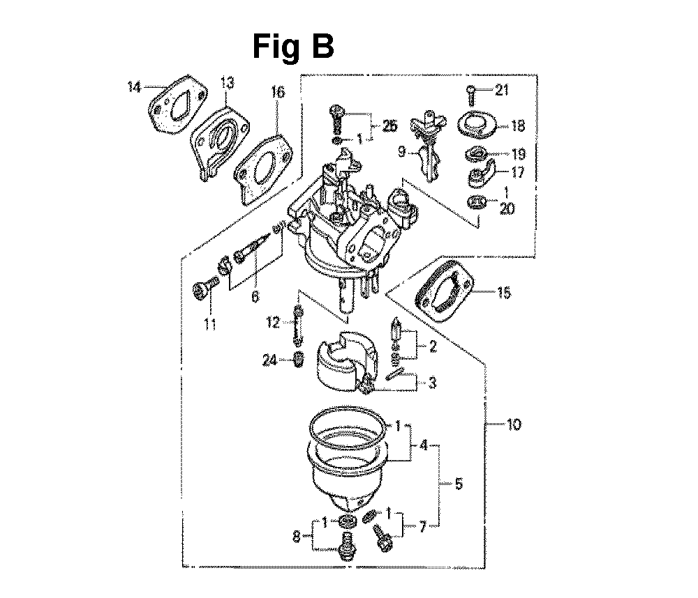 Fig-12 Diagram and Parts List for GXV140 Type A1KT Honda Engine
