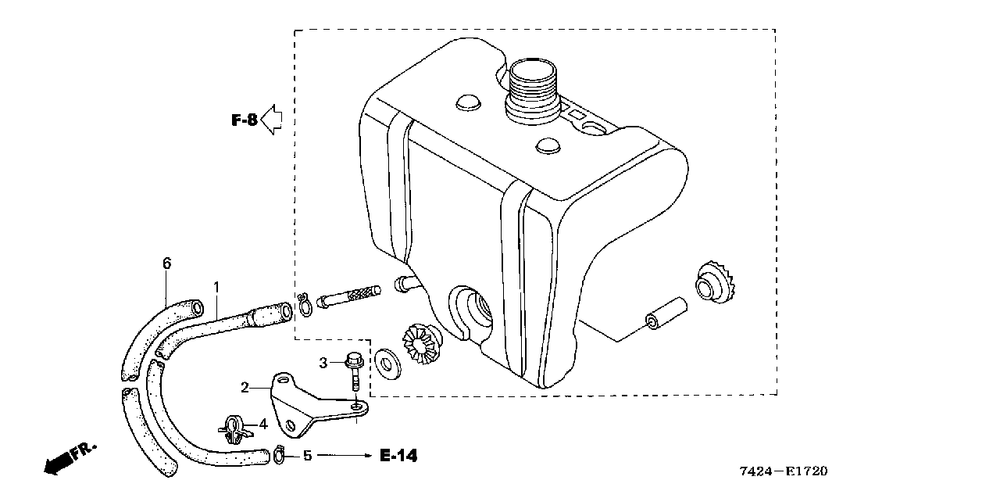 Tank Stay Diagram and Parts List for HP400K1 (Type  BA)(NAA-2300001 - 2599999) Honda Lawn Tractor Accessories