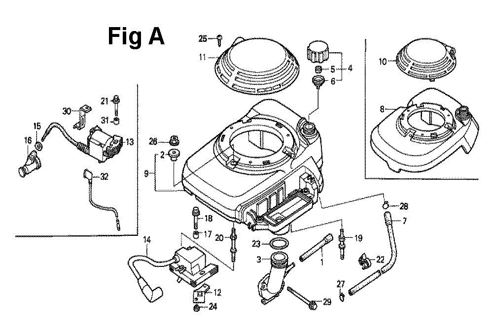 Fig-11 Diagram and Parts List for GXV140 Type A2 Honda Engine