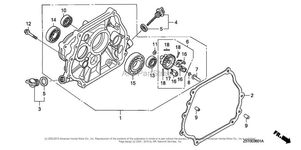 Crankcase Cover (2) Diagram and Parts List for GX390UT2 (typeLX2)(GCBCT-1000001) Honda Engine