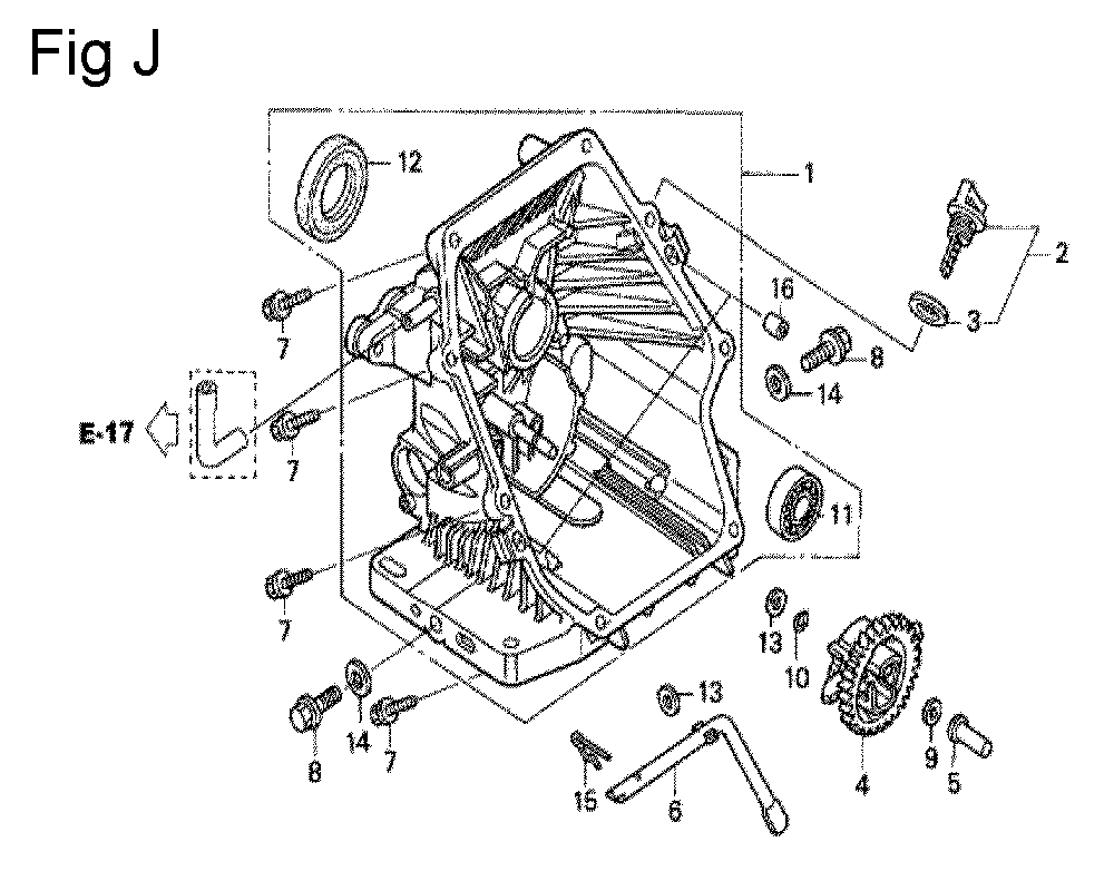 Fig-10 Diagram and Parts List for GS190A Type QBA Honda Engine
