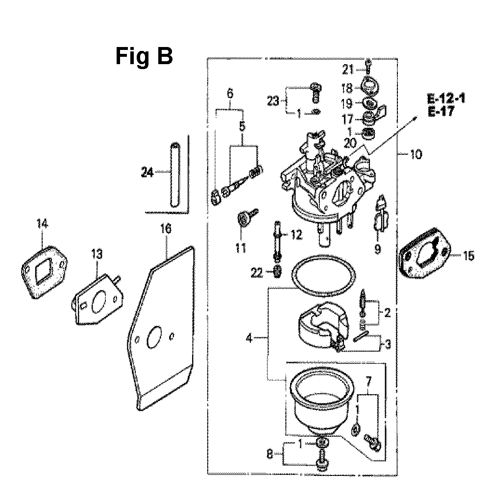 Fig-10 Diagram and Parts List for GXV160K1 Type N52 Honda Engine