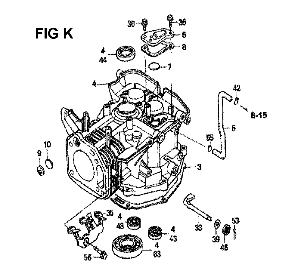 Fig-12 Diagram and Parts List for GXV340K1 Type DNE4 Honda Engine