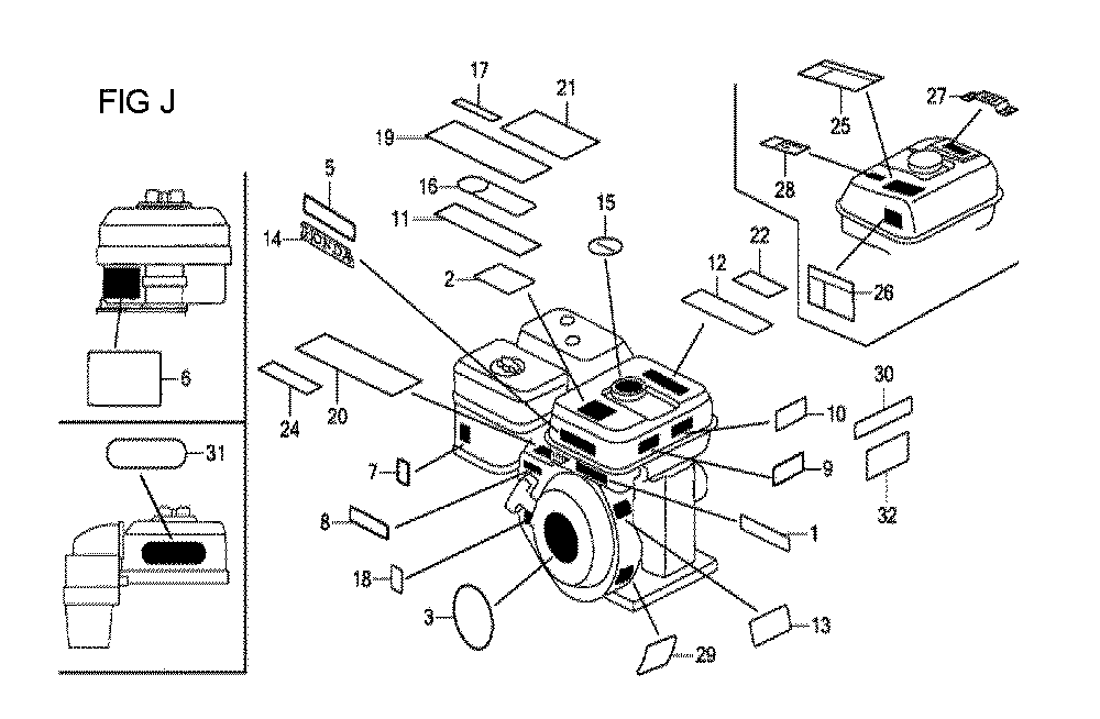Fig-10 Diagram and Parts List for GX120T1 Type QX26 Honda Engine