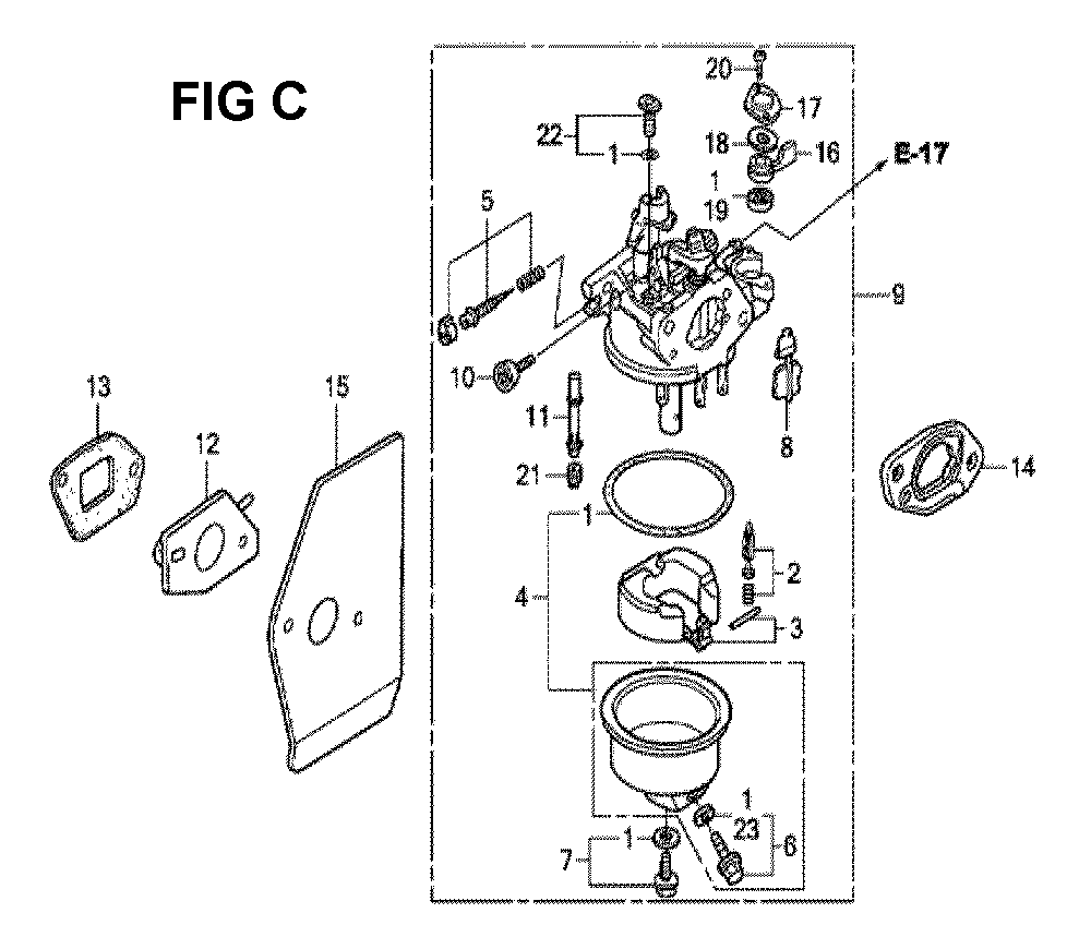 Fig-3 Diagram and Parts List for GXV160H2 Type SFE1 Honda Engine