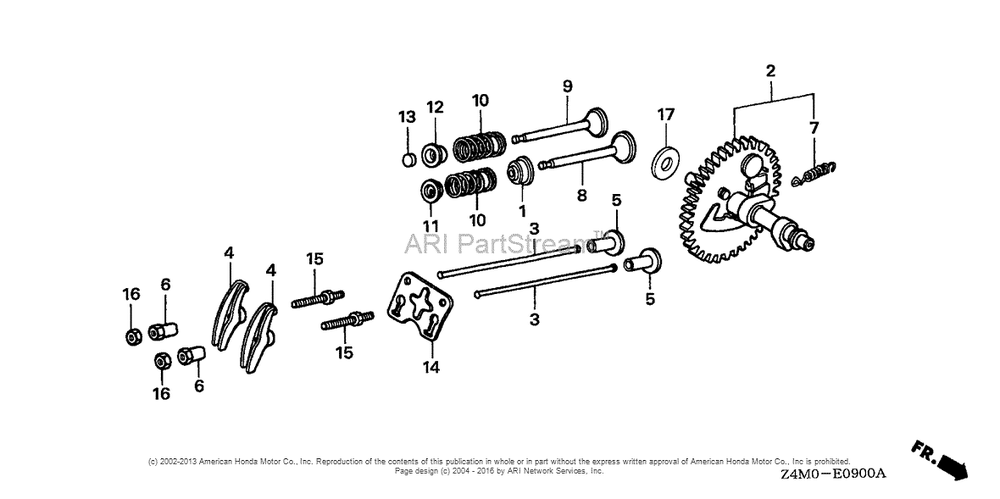 Camshaft Diagram and Parts List for GX160RT1 (typeRHG4)(GCAFT-1000001) Honda Engine