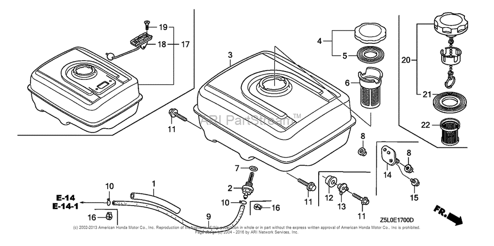 Fuel Tank Diagram and Parts List for GX340U2 (typeSMX2)(GCBKK-1000001) Honda Engine