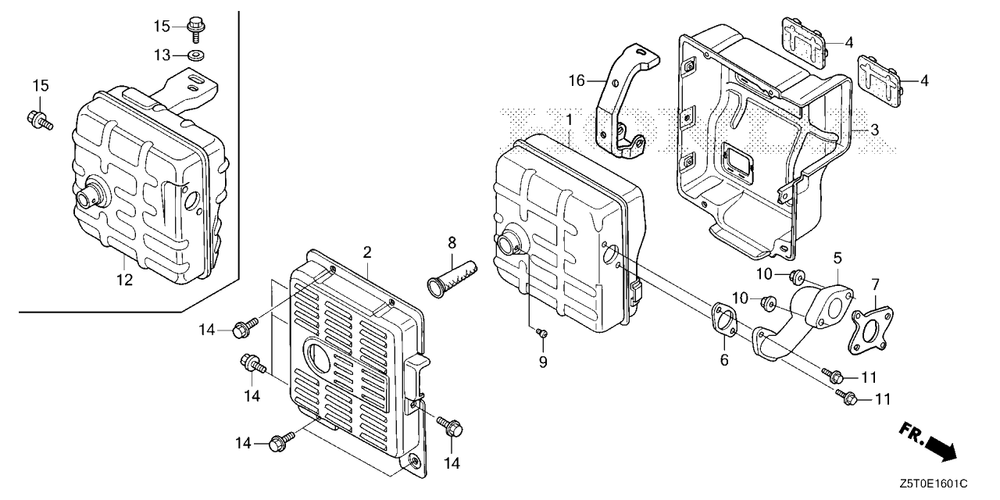 Muffler (2) Diagram and Parts List for GX390RT2 (Type  EZDS/A)(GCBCT-3000001 - 9999999) Honda Engine