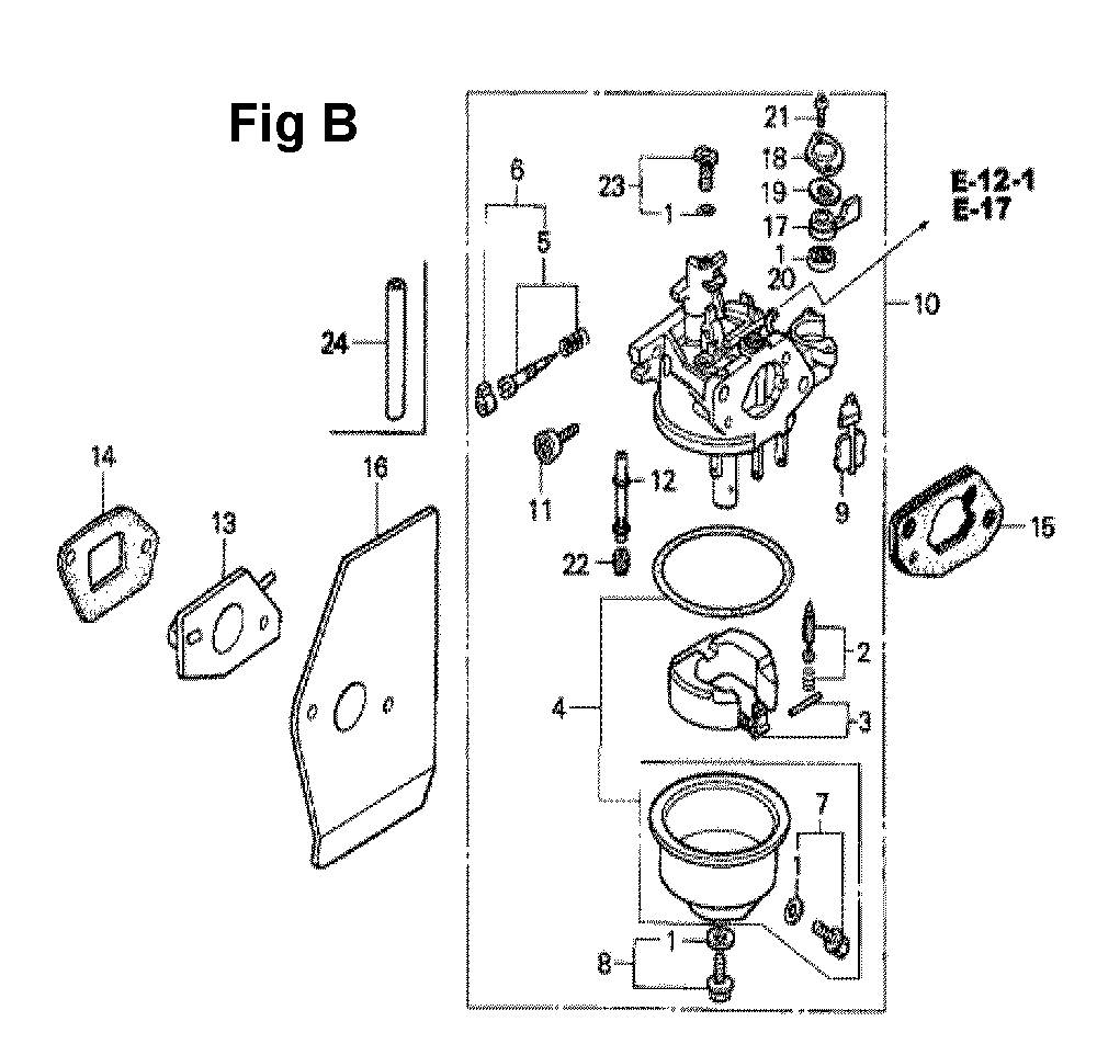 Fig-6 Diagram and Parts List for GXV160 Type A1L2 Honda Engine