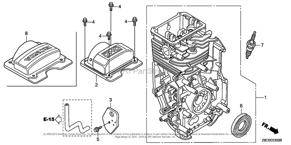 Cylinder Barrel Diagram and Parts List for GC190LA (typeMHA2)(GCAAA-1496157) Honda Engine