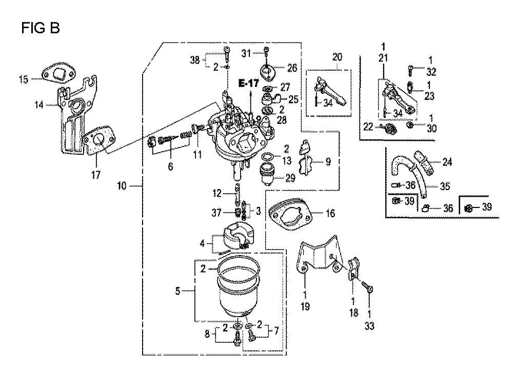 Fig-1 Diagram and Parts List for GX160U1 Type VHH4 Honda Engine