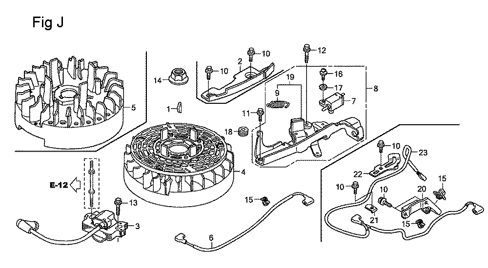 Fig-10 Diagram and Parts List for GSV190A Type S1A Honda Engine
