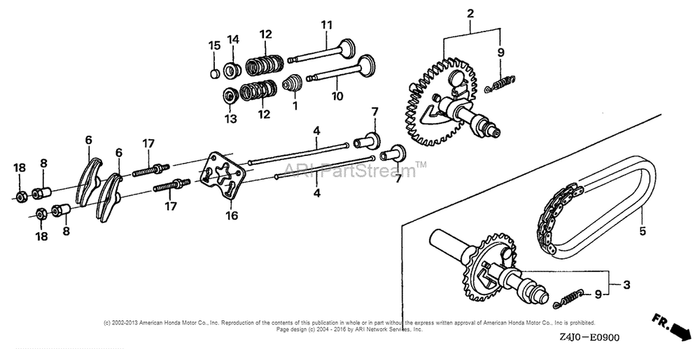 Camshaft Diagram and Parts List for GX160U1 (typeWKD6)(GCACK-1000001) Honda Engine