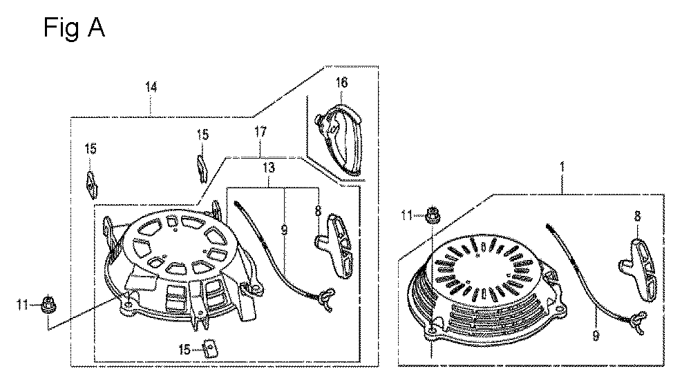 Fig-1 Diagram and Parts List for GCV160LA0 Type BHH Honda Engine