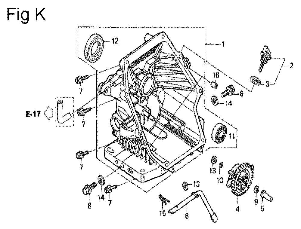Fig-11 Diagram and Parts List for GS190A Type VXE9 Honda Engine