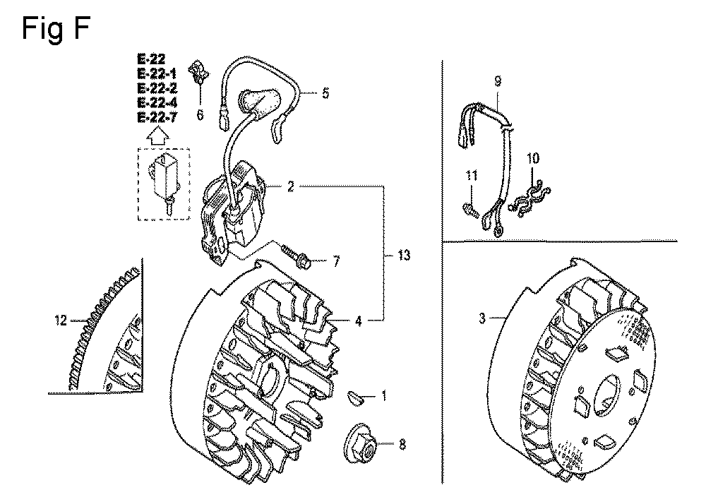 Fig-6 Diagram and Parts List for GC160 Type QHE2 Honda Engine