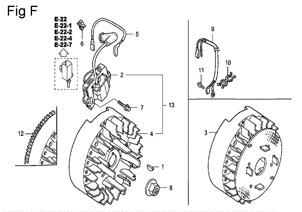 Fig-6 Diagram and Parts List for GC160 Type SHE3 Honda Engine
