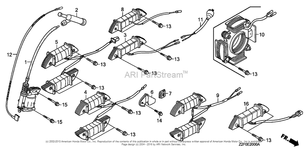 Ignition Coil Diagram and Parts List for GX160K1 (typeVX/B)(GCAAK-1000001) Honda Engine