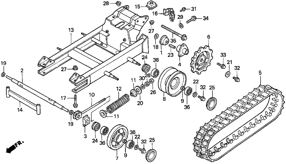 Frame Diagram and Parts List for HP250 (Type  CA)(NA1-2000001 - 2599999) Honda Lawn Tractor Accessories