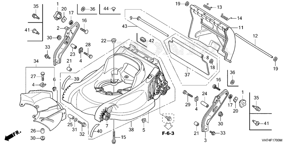 Cutter Housing Diagram and Parts List for HRX217K6 (Type  HYA)(MAMA-1000001 - 9999999) Honda Lawn Mower