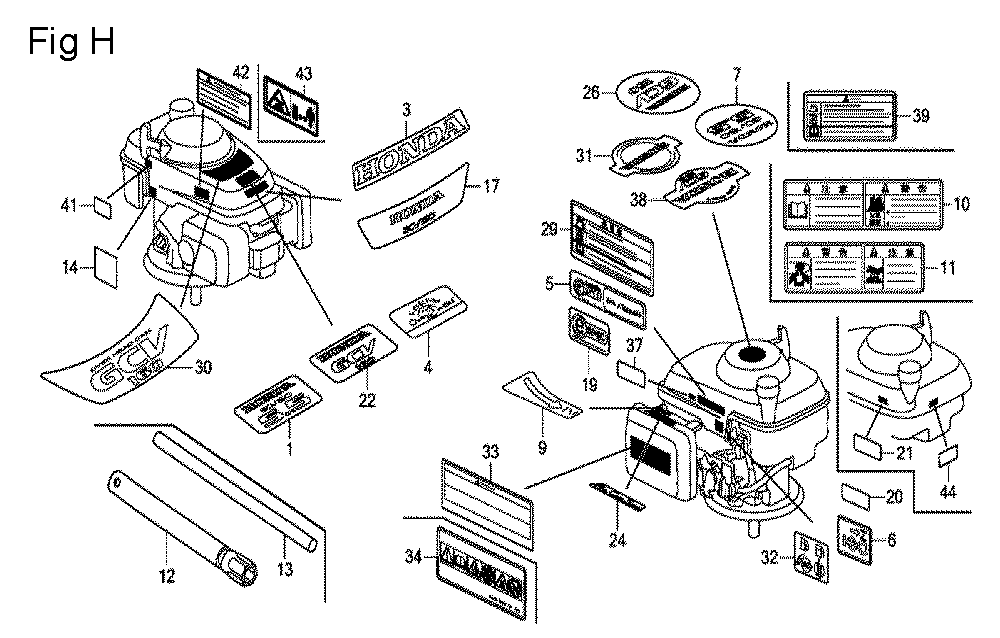 Fig-8 Diagram and Parts List for GCV160A Type N5R Honda Engine