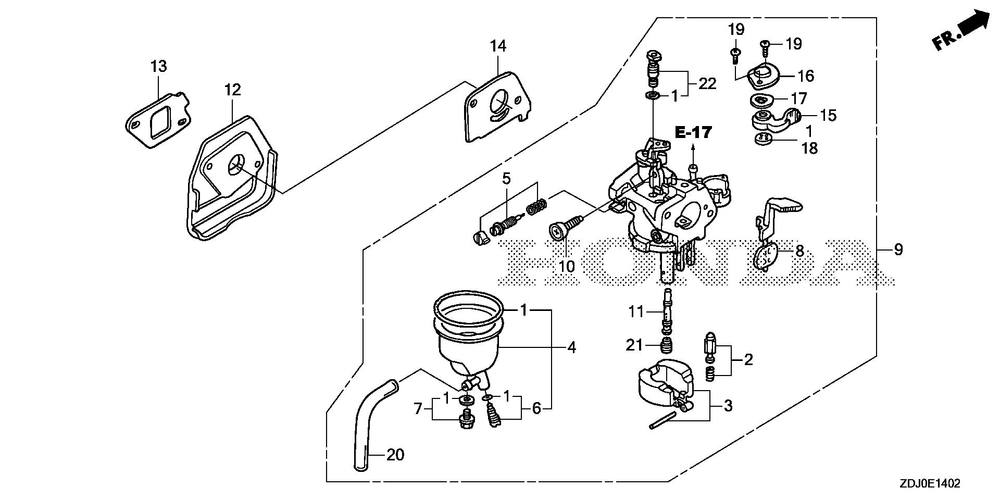 Carburetor (3) (Standard) Diagram and Parts List for GXR120UT (Type QXBR)(GCCDT-2000001-9999999) Honda Engine