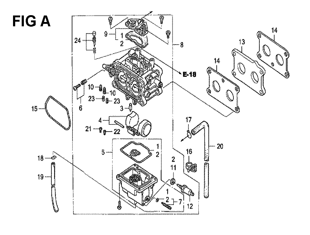 Fig-10 Diagram and Parts List for GXV530 Type JXA3A Honda Engine