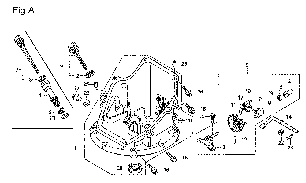 Fig-1 Diagram and Parts List for GSV190A Type BHH Honda Engine