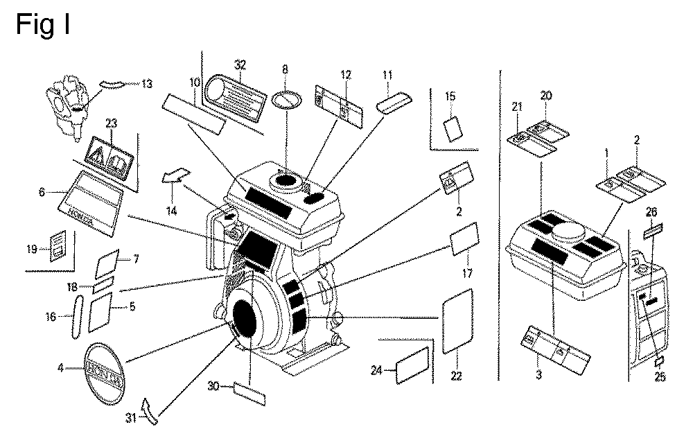 Fig-9 Diagram and Parts List for G100K2 Type SEP4 Honda Engine