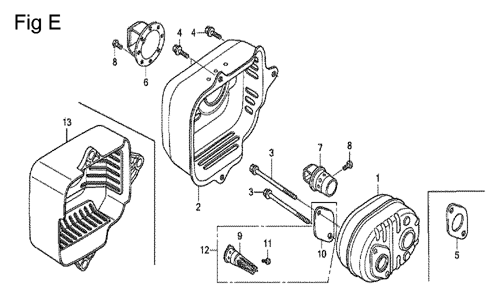 Fig-5 Diagram and Parts List for GCV160A Type E1G7 Honda Engine