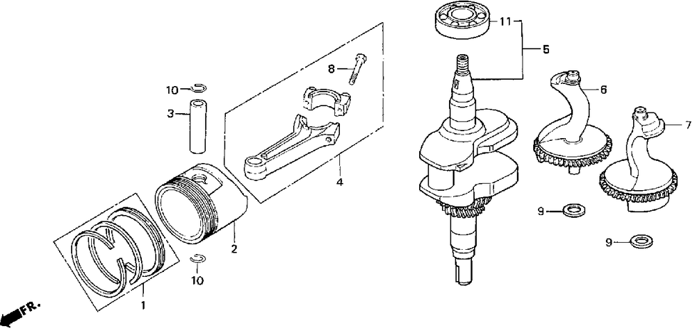 Piston Diagram and Parts List for H3011 (Type  SA)(MZAJ-5000001 - 6000000) Honda Lawn Mower