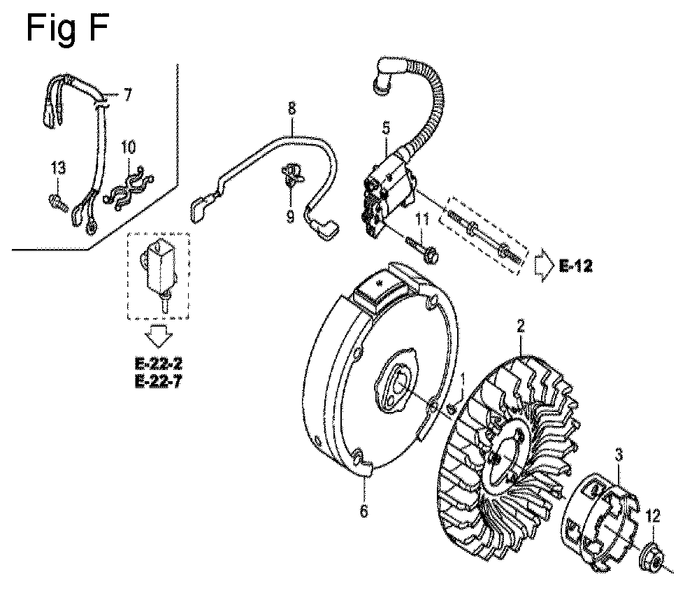 Fig-6 Diagram and Parts List for GC160A Type QHW Honda Engine